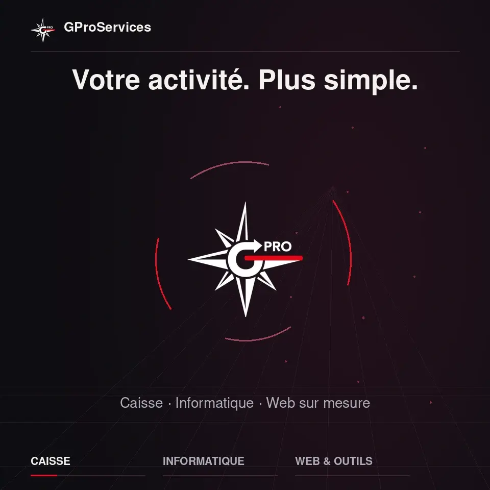 GProServices : caisse CarréPOS, informatique, sites web et outils sur mesure